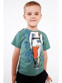 Boy\'s T-shirt with an application, green NDZ4463 - Online store - Boutique